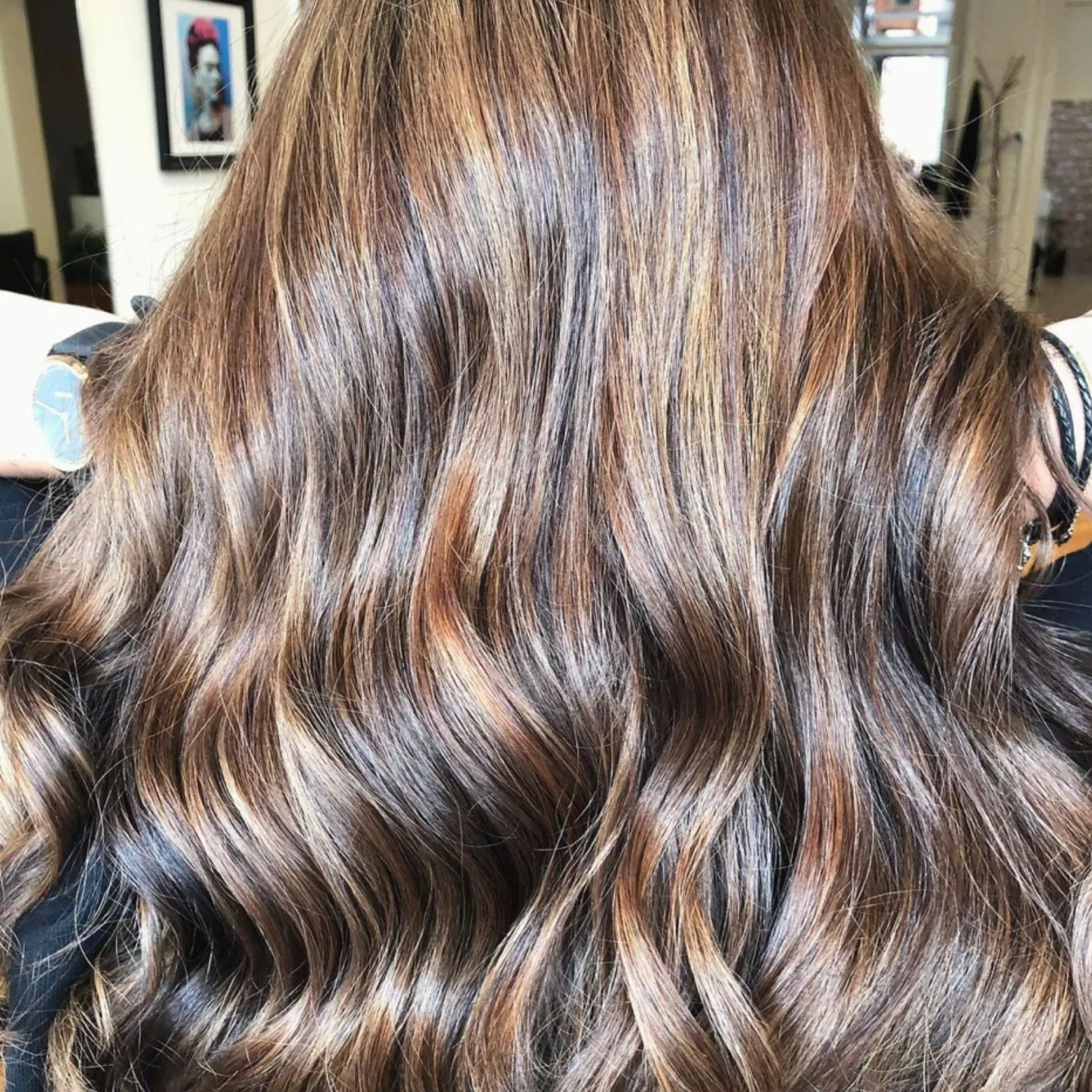 Chestnut-caramel balayage — colour result